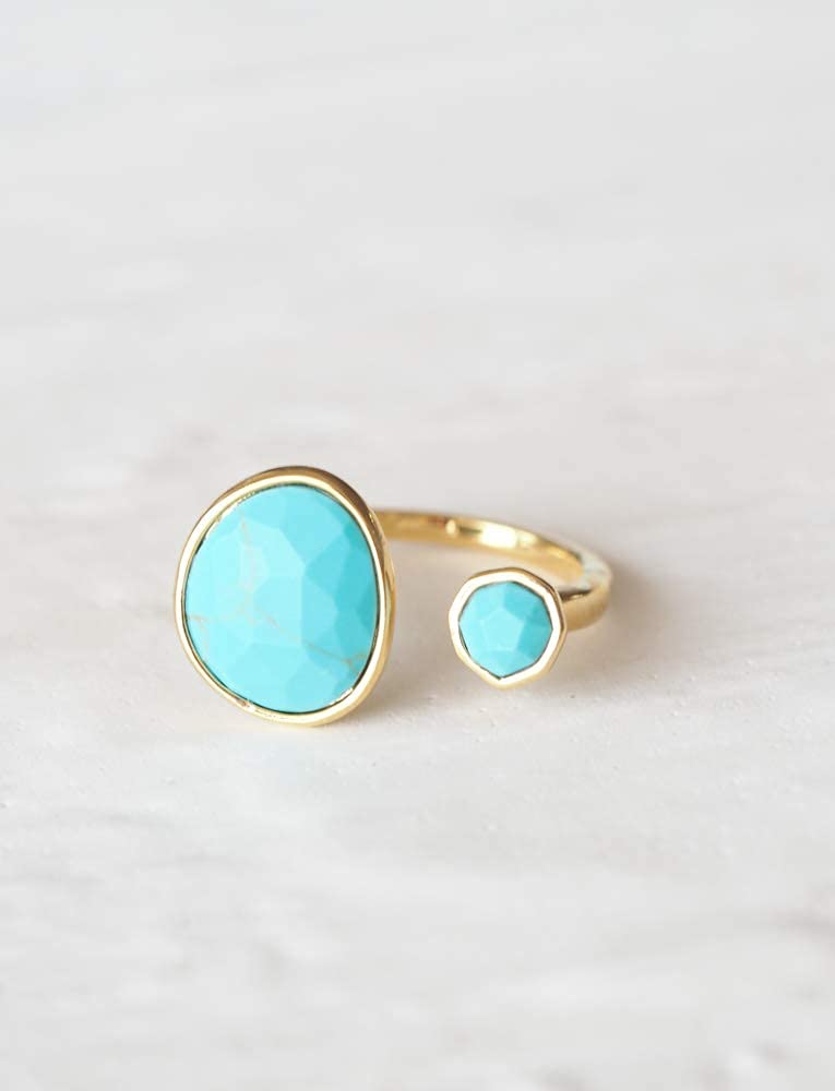 14K Gold-Plated Turquoise Statement Ring