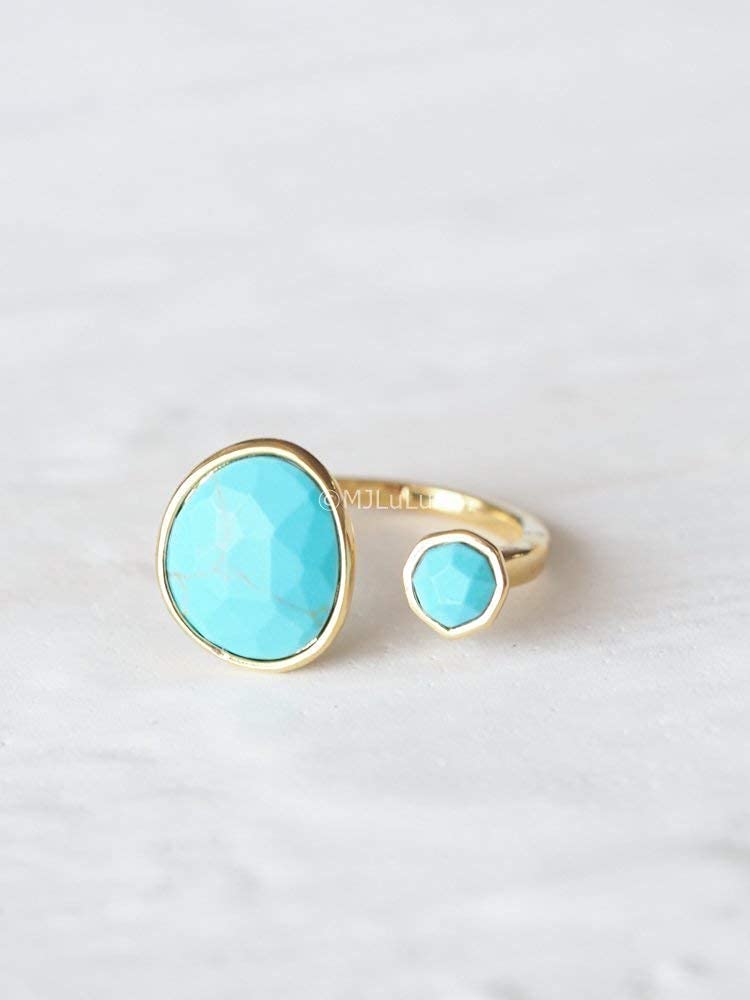 14K Gold-Plated Turquoise Statement Ring
