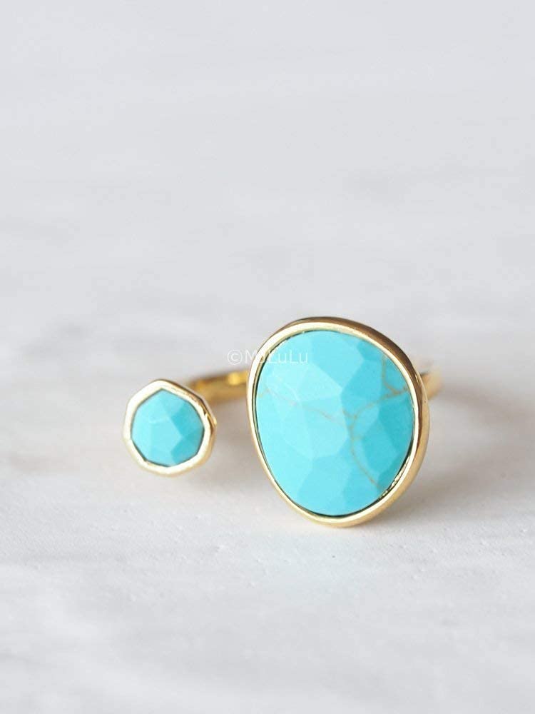 14K Gold-Plated Turquoise Statement Ring