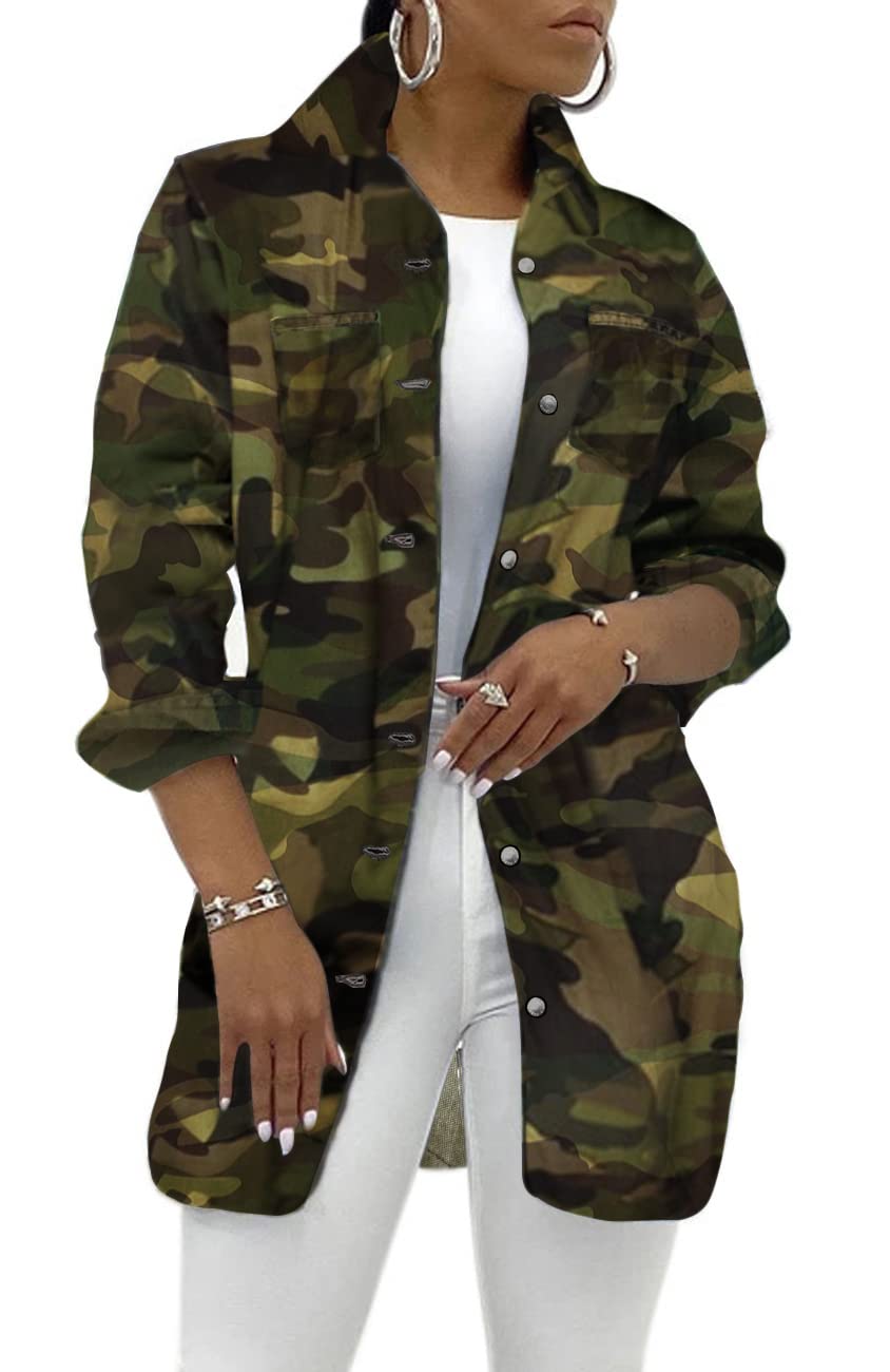 Distressed Camo Denim Jacket