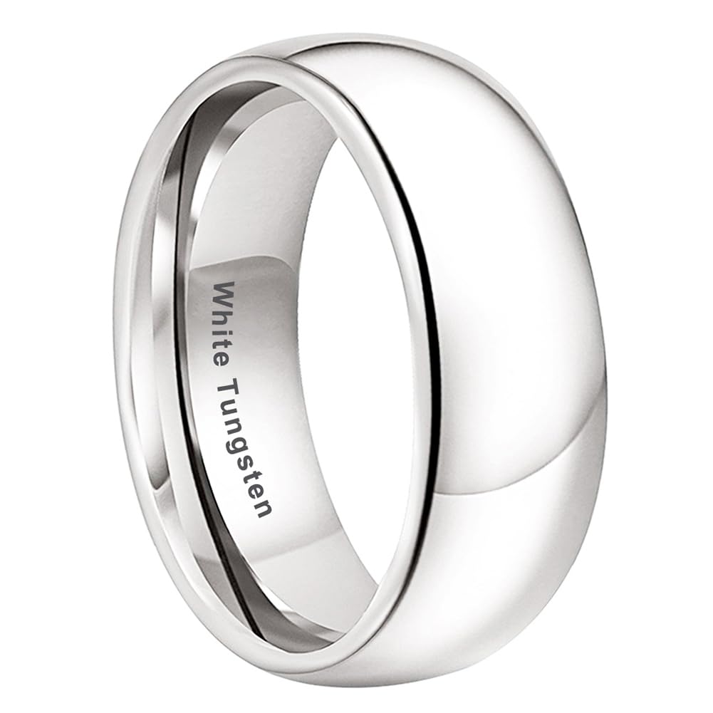 White Tungsten Wedding Band