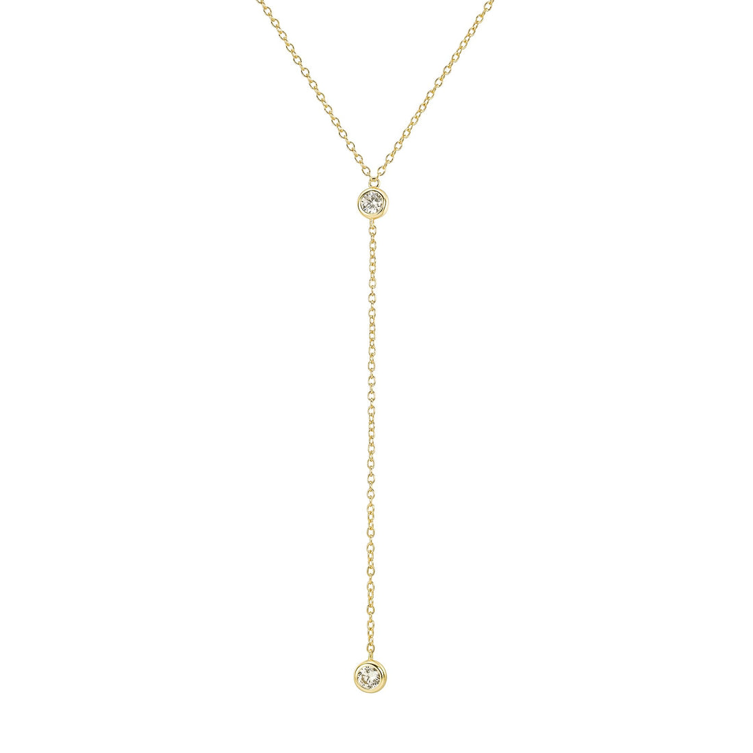 14K Gold-Plated CZ Lariat Necklace