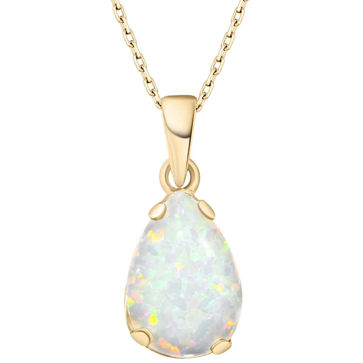 14K Gold-Plated Opal Teardrop Necklace