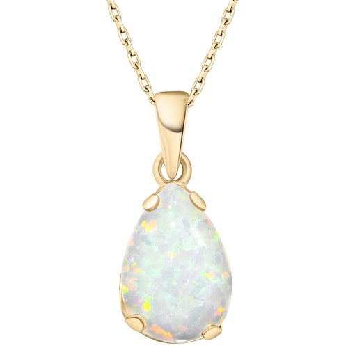 14K Gold-Plated Opal Teardrop Necklace