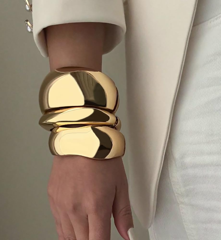 14K Gold-Plated Chunky Stackable Bangles