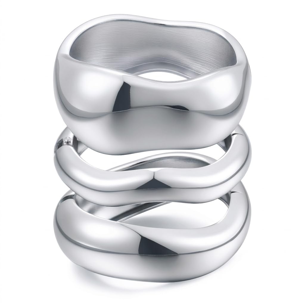 Silver-Plated Chunky Stackable Bangles