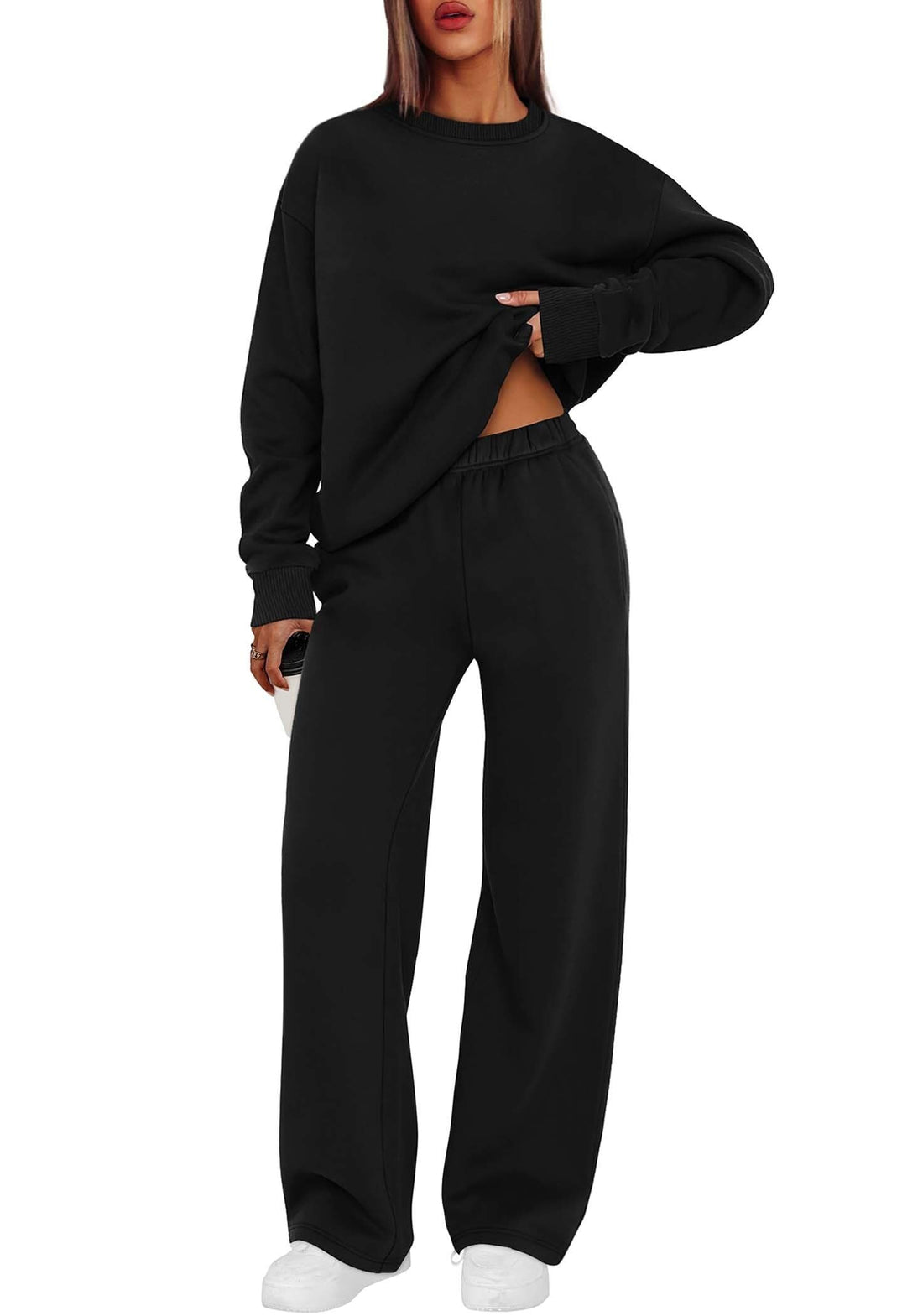 Black Wide-Leg Knit Set (Set of 2)