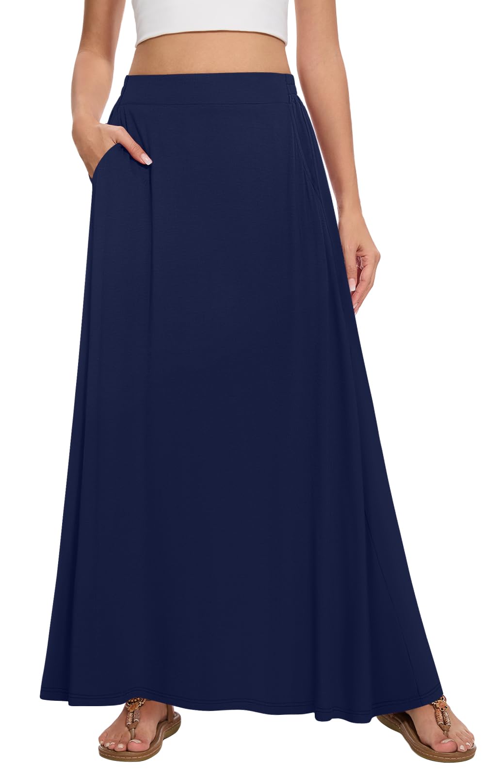A-Line Flowy Maxi Skirt Navy