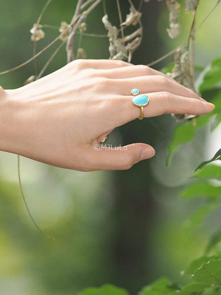 14K Gold-Plated Turquoise Statement Ring