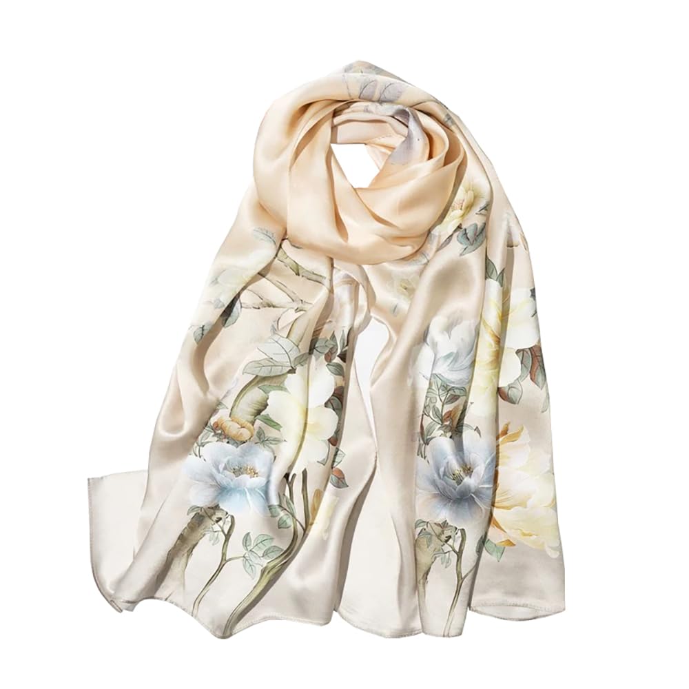 Mulberry Silk Oblong Scarf Floral-pale