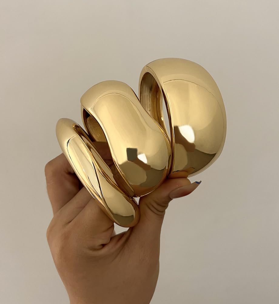 14K Gold-Plated Chunky Stackable Bangles