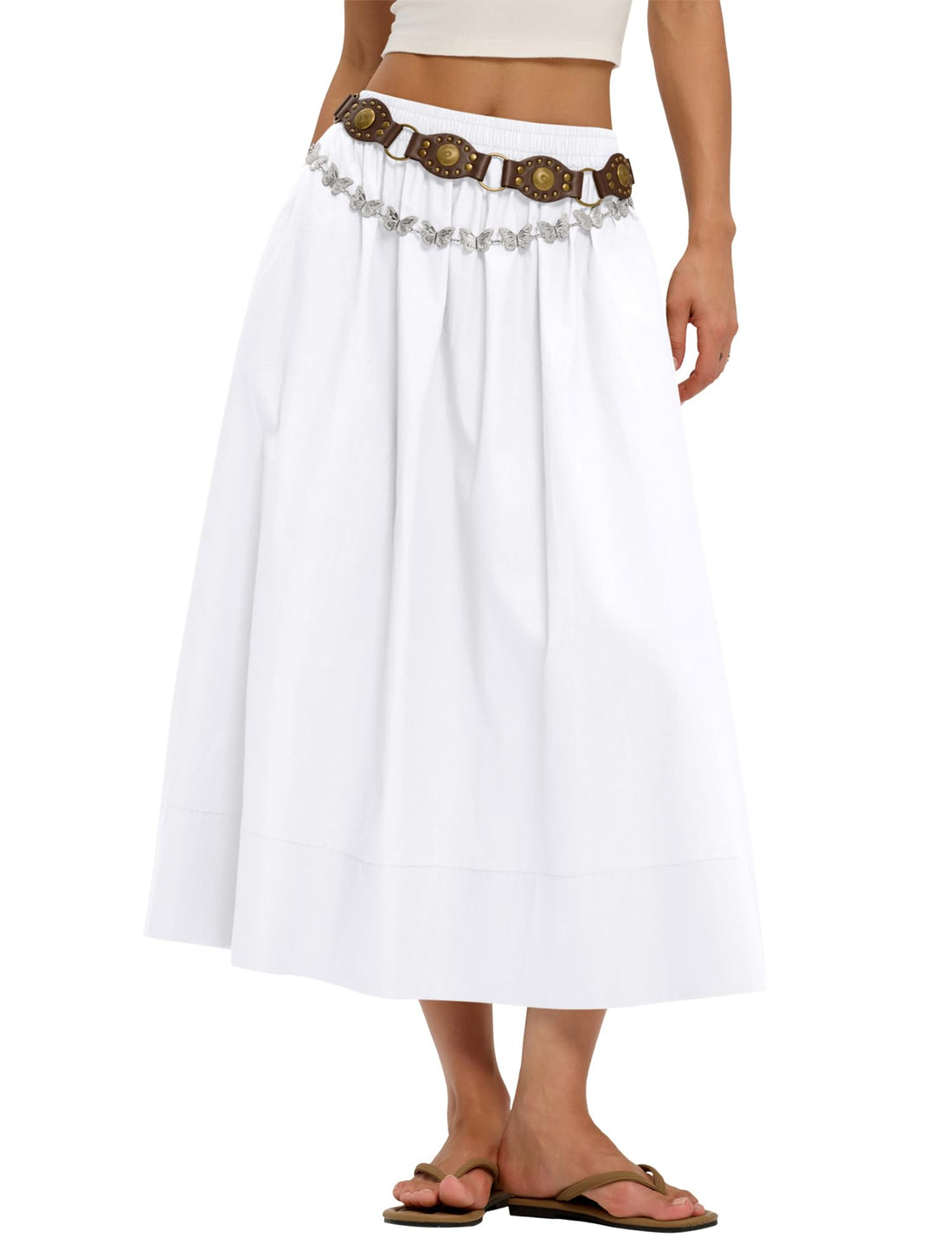 Boho A-Line Midi Skirt