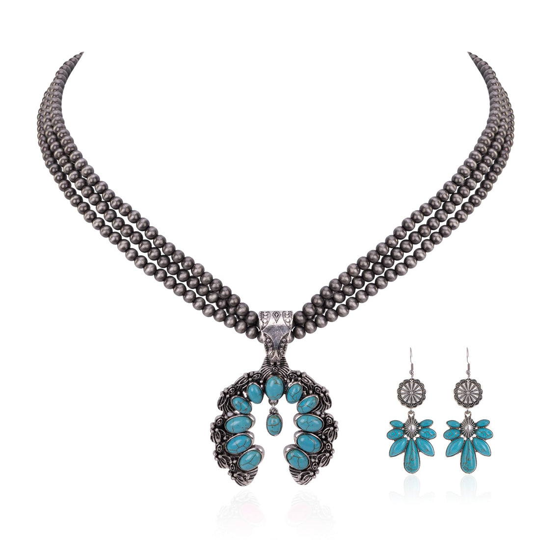 Turquoise Squash Blossom Set