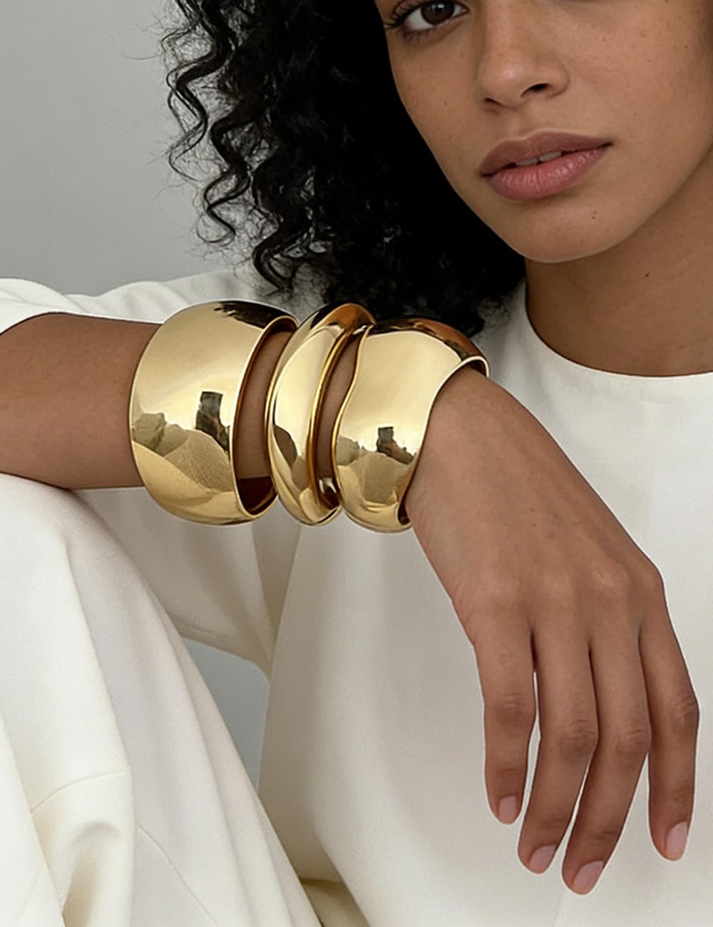 14K Gold-Plated Chunky Stackable Bangles