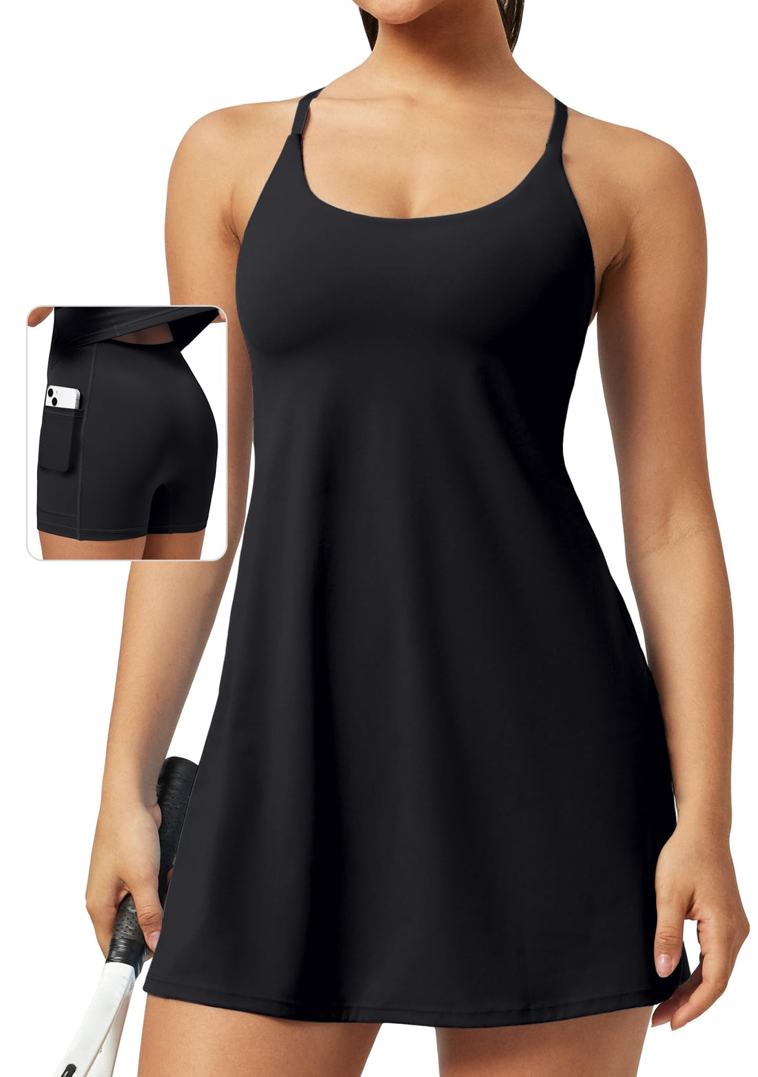 U-Neck Adjustable Strap Tennis Dress