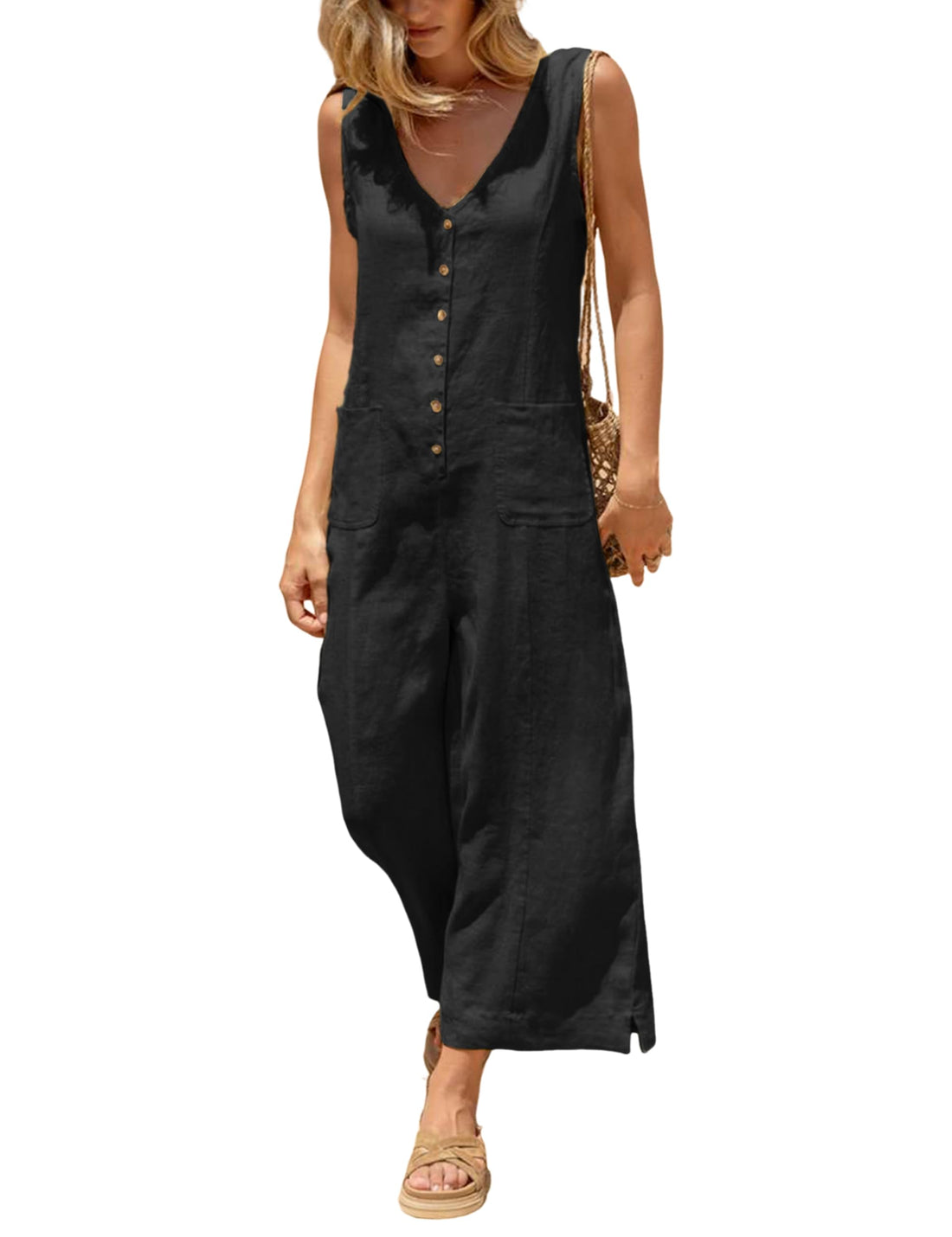 Linen Button-Down Jumpsuit