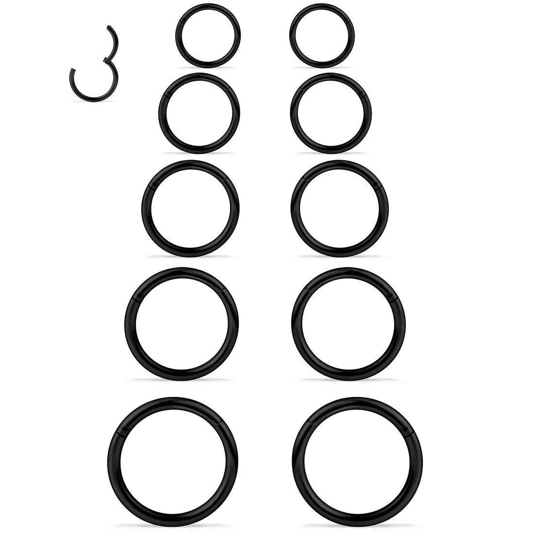 Segment Clicker Hoop Rings (Set of 10)