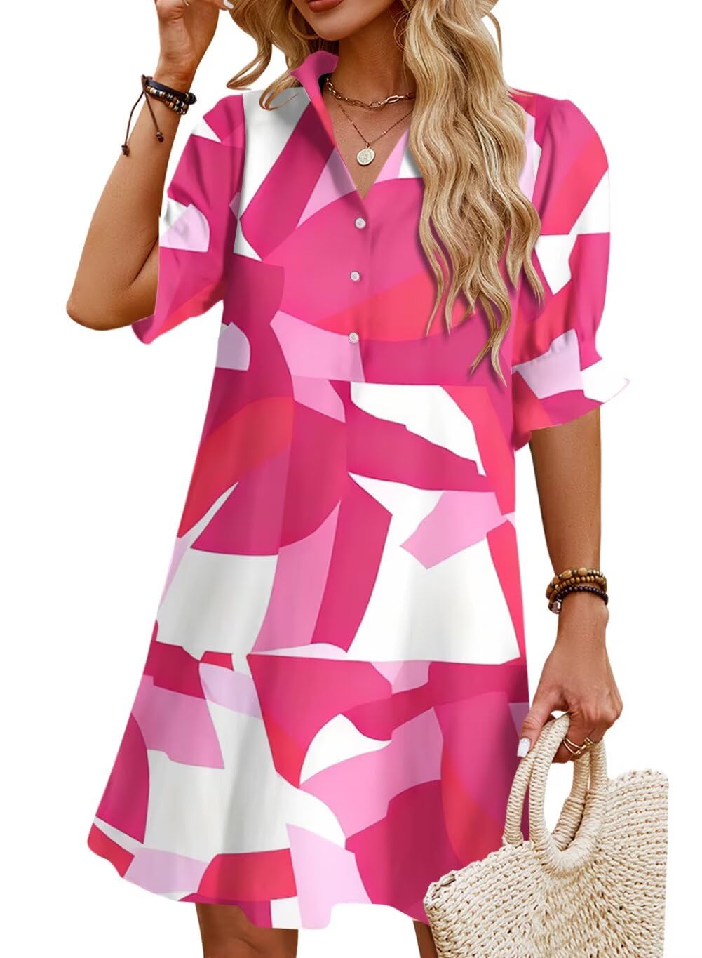 Boho Ruffle Shirt Dress