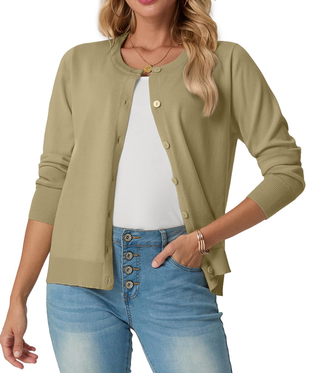 Ribbed Crew-Neck Cardigan