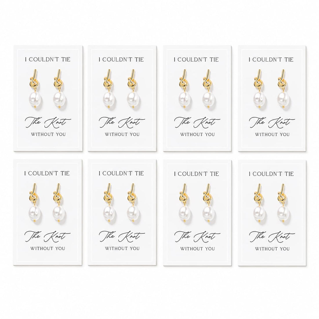 Gold Knot Pearl Earrings (Set of 8)