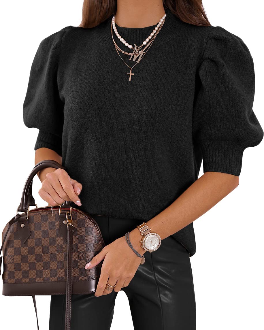 Puff-Sleeve Knit Top