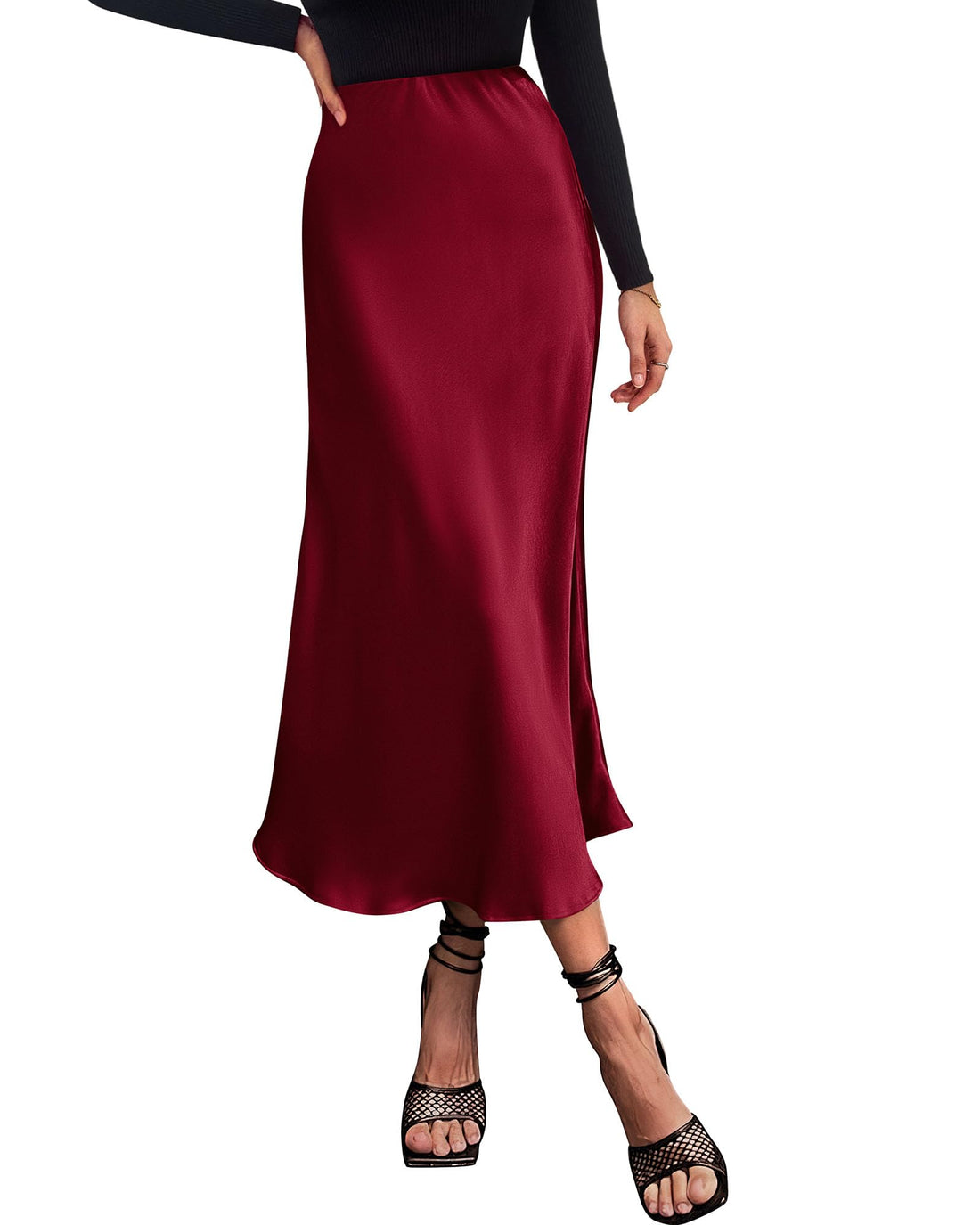 Satin A-Line Midi Skirt