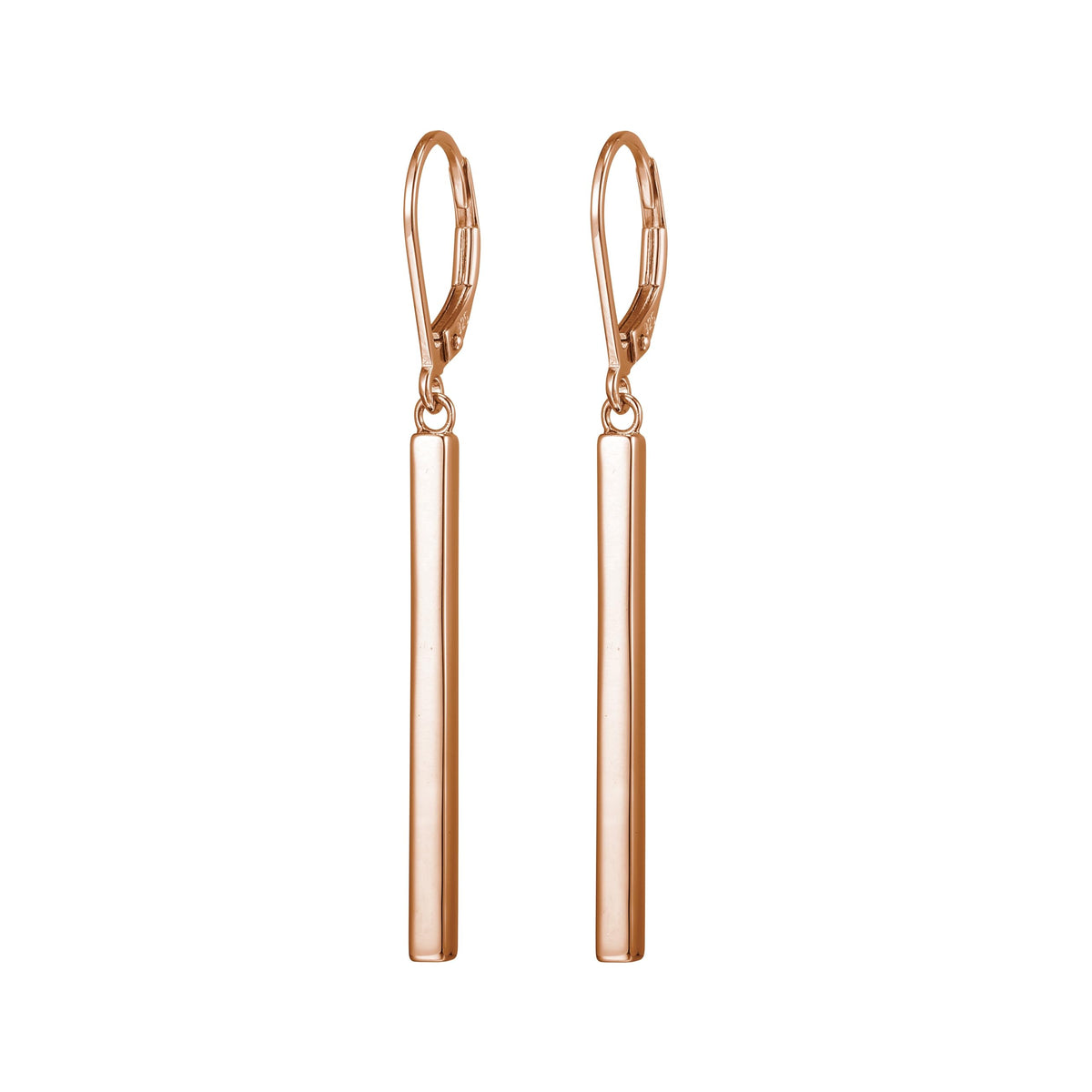 14K Rose Gold Bar Drop Earrings
