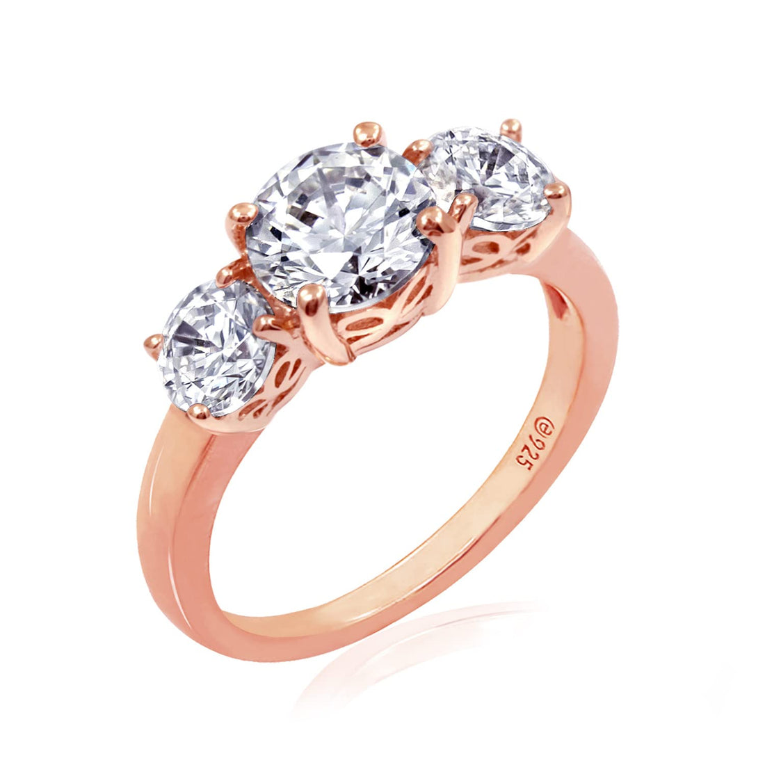 Gold-Plated Round Three-Stone Ring