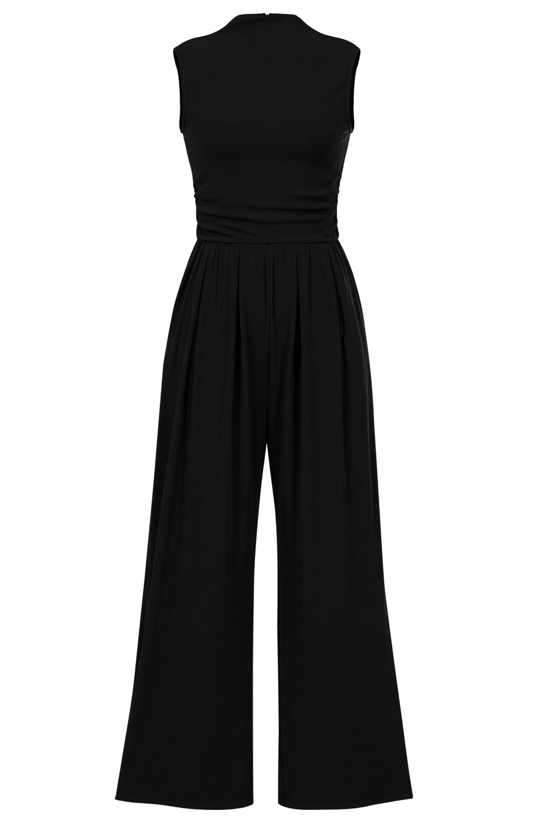 Mock-Neck Wide-Leg Jumpsuit