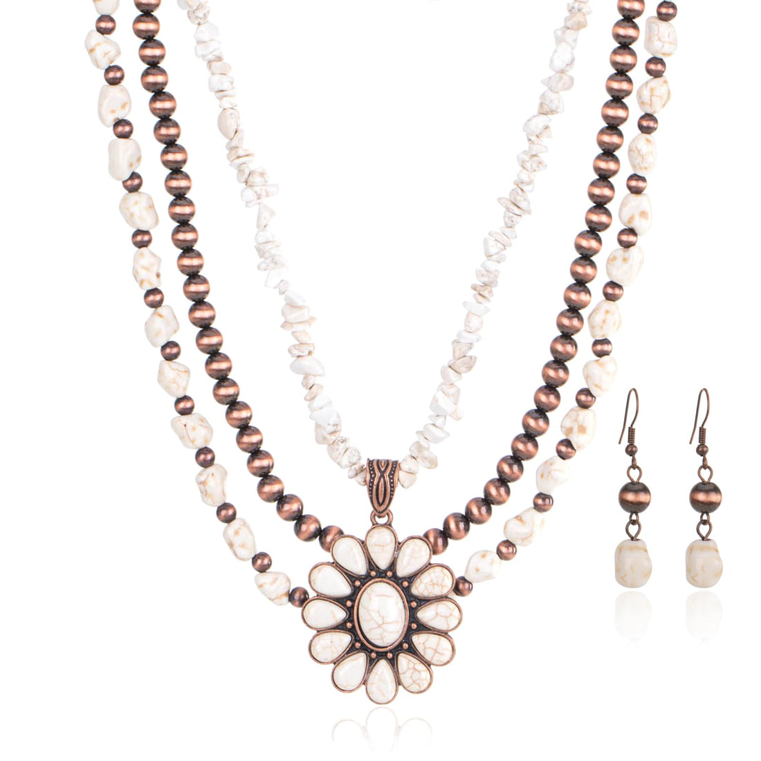 Boho Turquoise Necklace & Earring Set