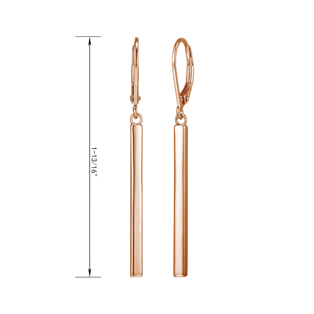 14K Rose Gold Bar Drop Earrings