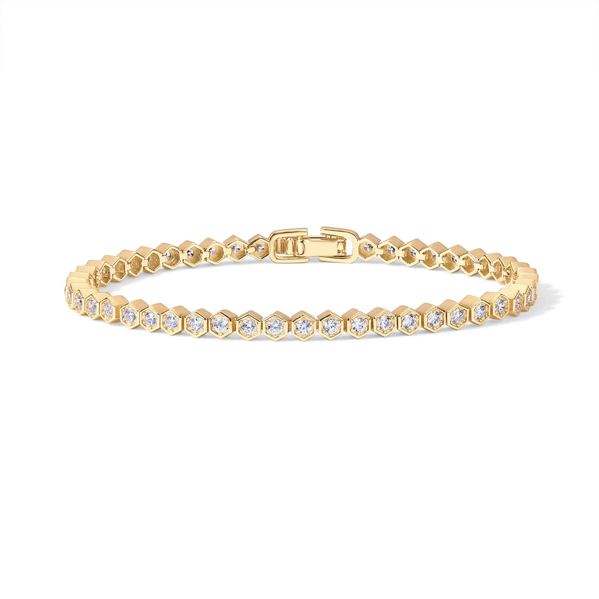 14K Gold-Plated Honeycomb Tennis Bracelet