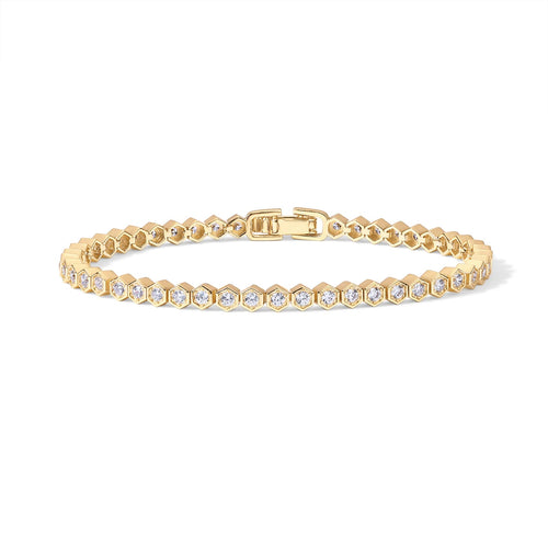 14K Gold-Plated Honeycomb Tennis Bracelet
