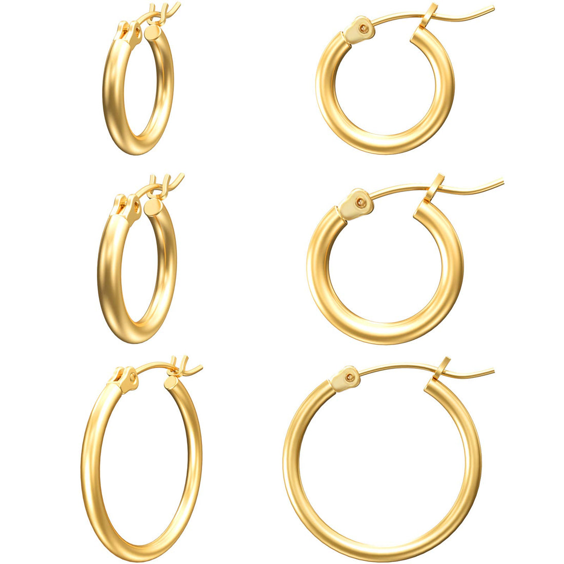 Gold-Plated Hoop Earrings (Set of 3)