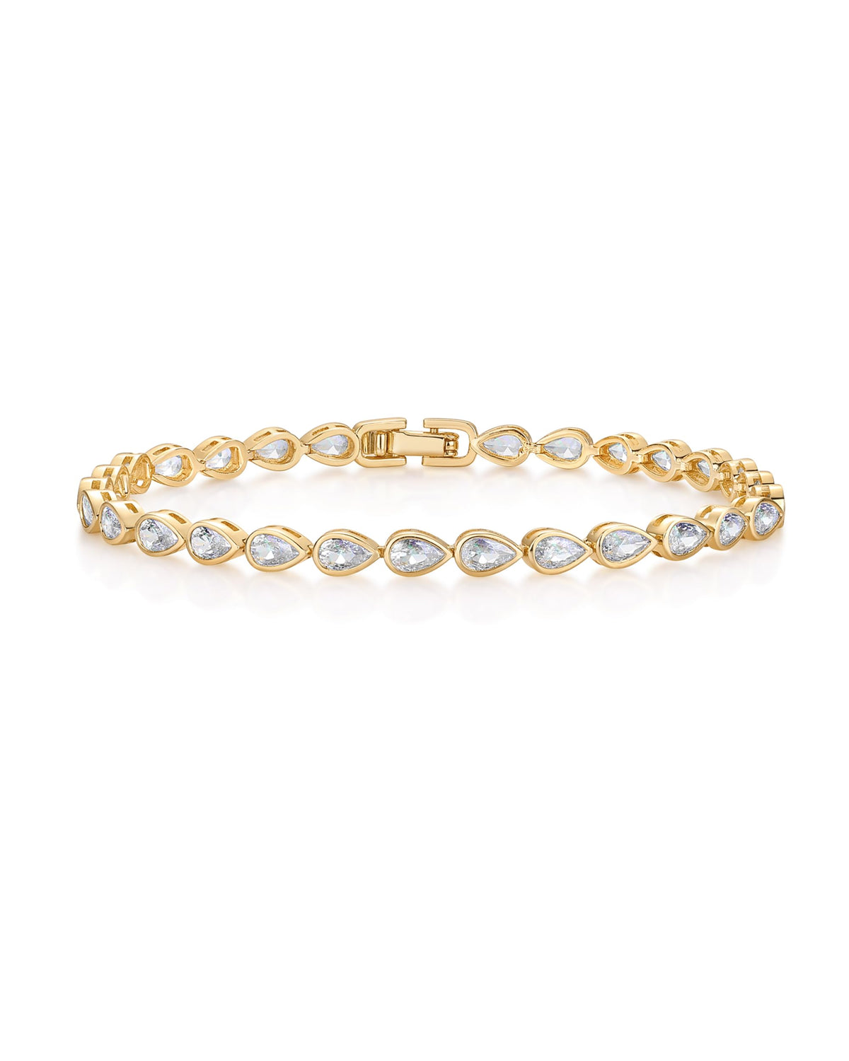 14K Gold-Plated Bezel Tennis Bracelet Yellow