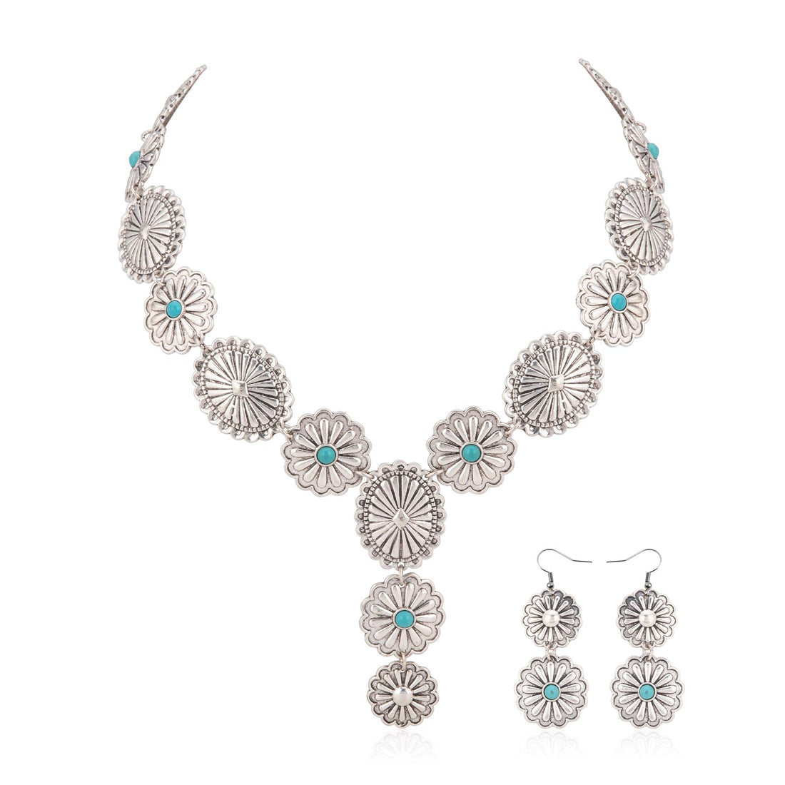 Turquoise Concho Necklace Set