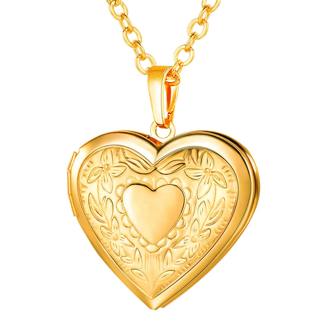 Gold-Plated Heart Locket Necklace