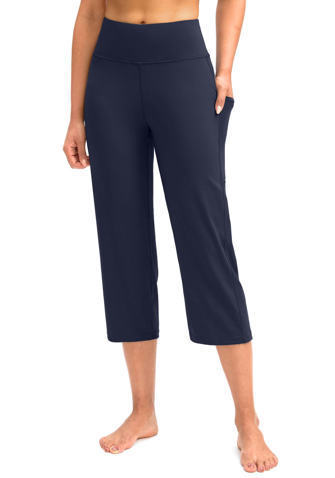 High Waist Straight Capri Leggings