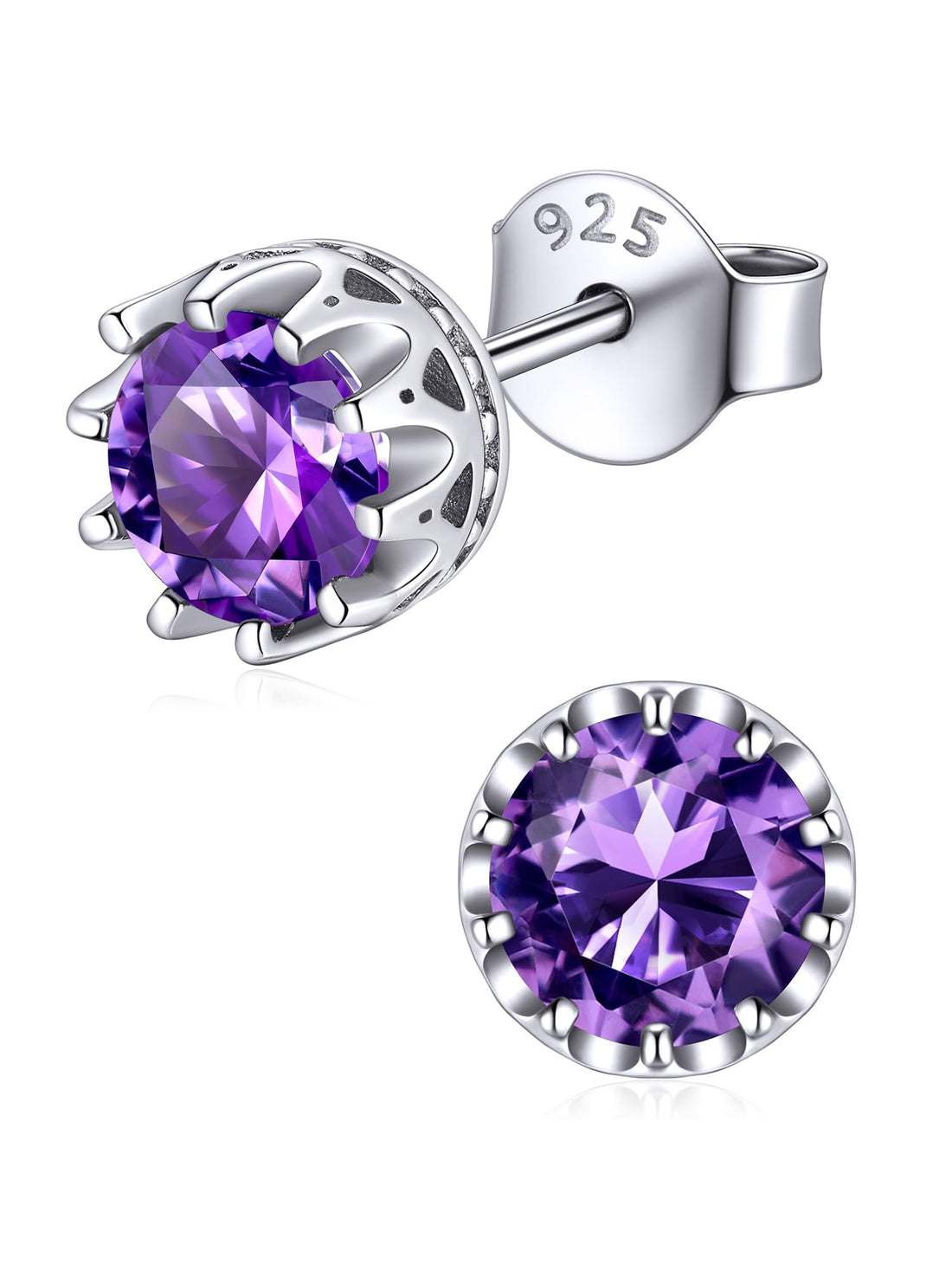 Amethyst Solitaire Stud Earrings