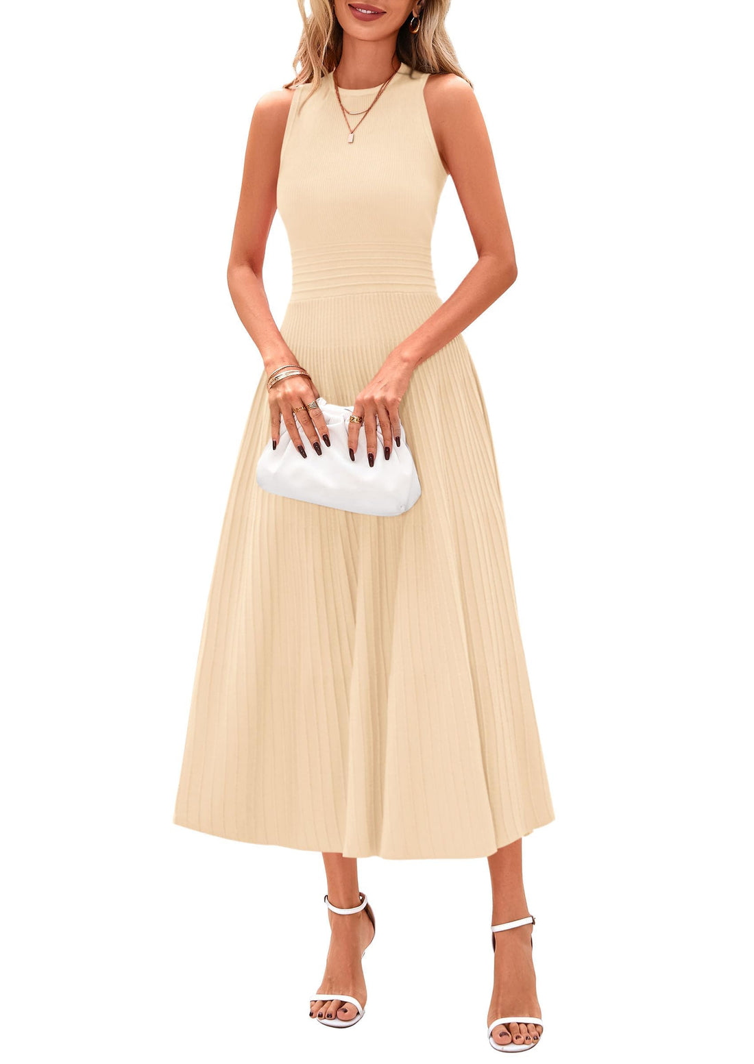 Pleated A-Line Midi Dress