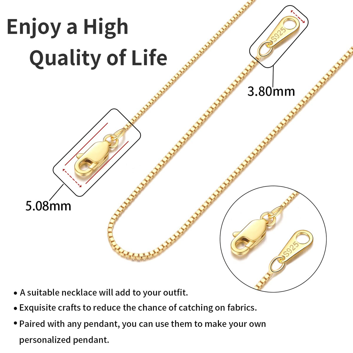 18K Gold-Plated Box Chain Necklace