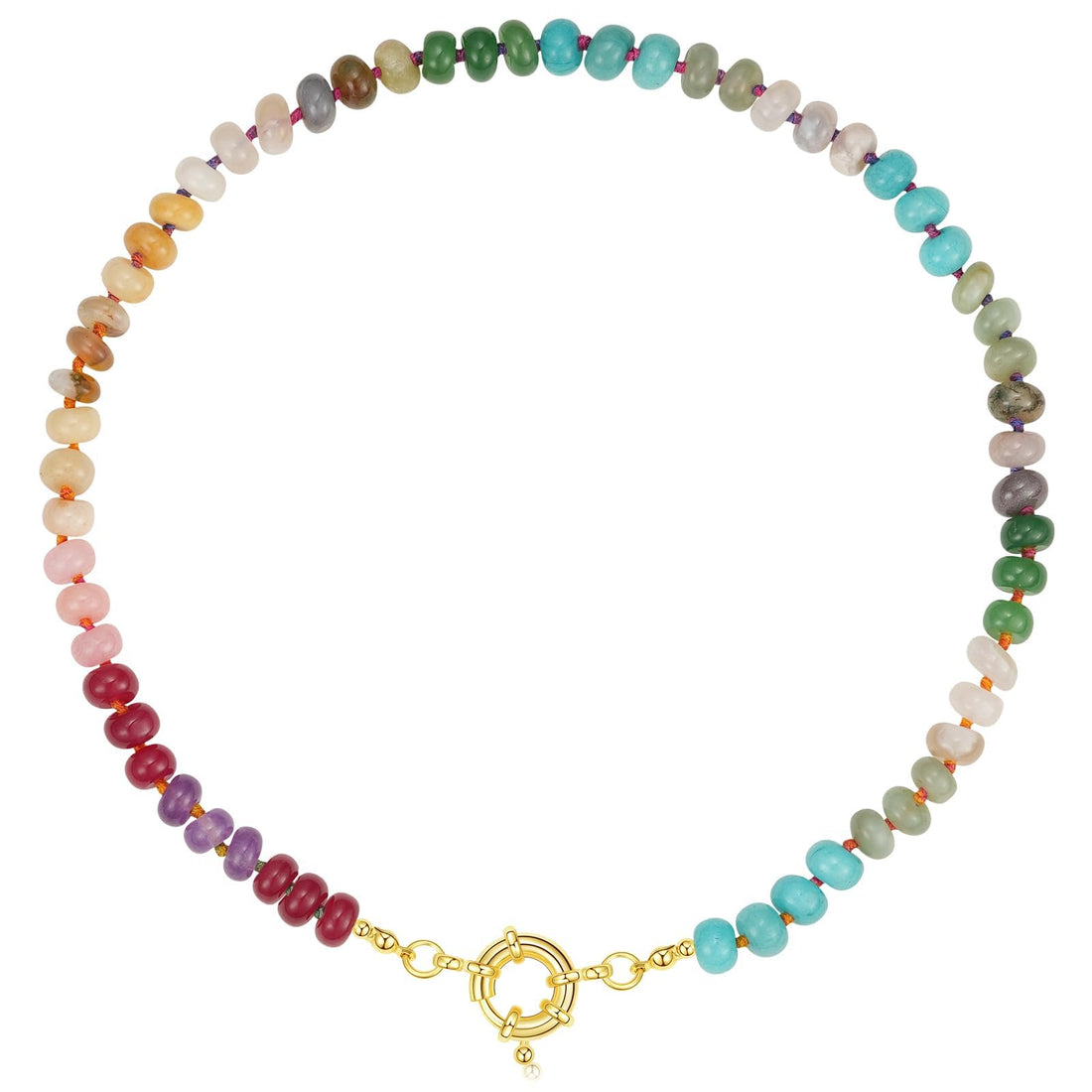 Boho Beaded Gemstone Necklace
