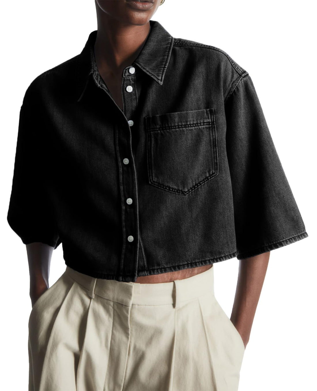 Cropped Denim Shirt Jacket