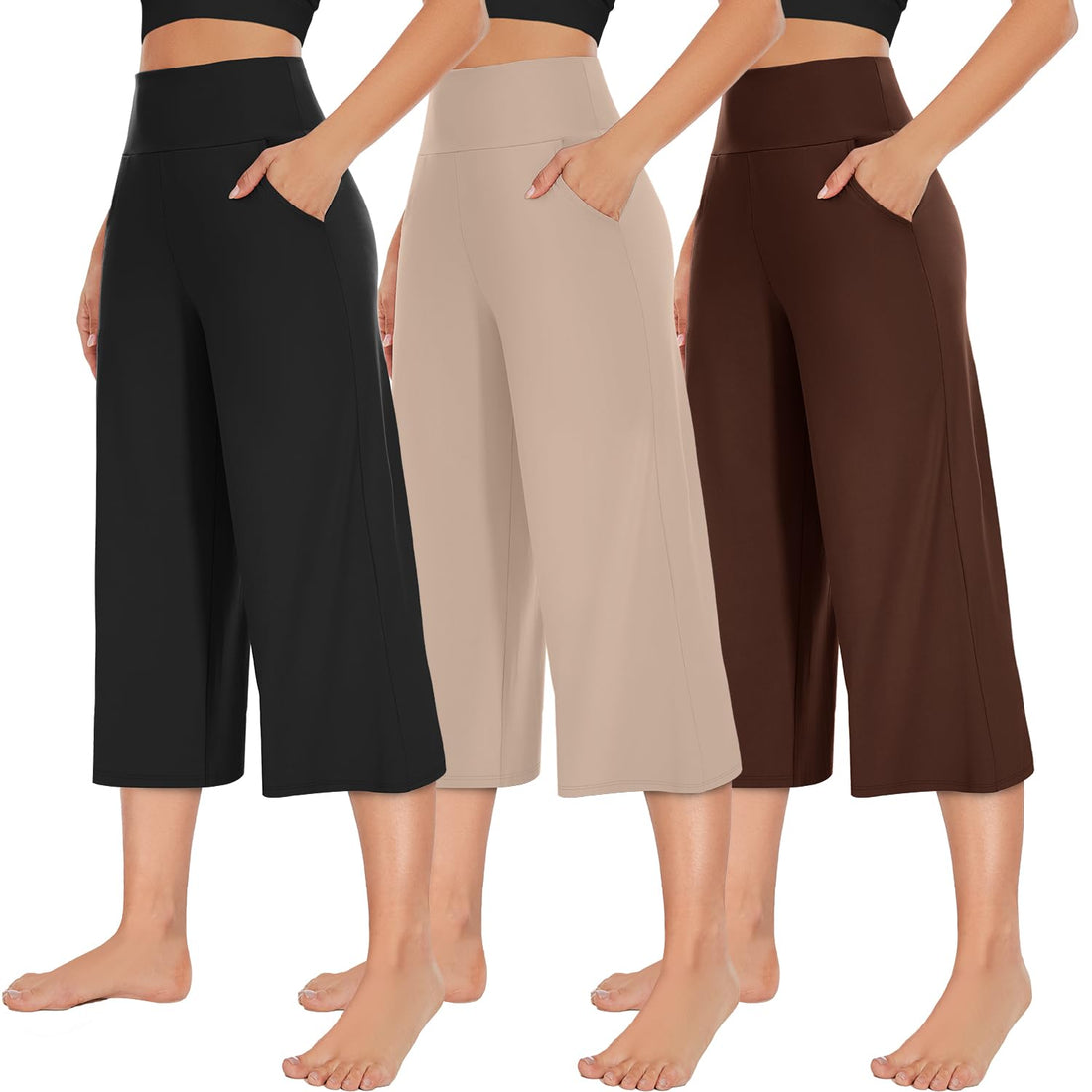 High Waist Wide Leg Capris (Set of 3)