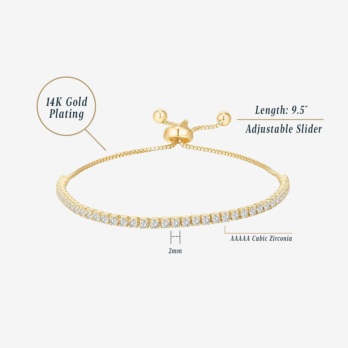 14K Rose Gold-Plated CZ Tennis Bracelet