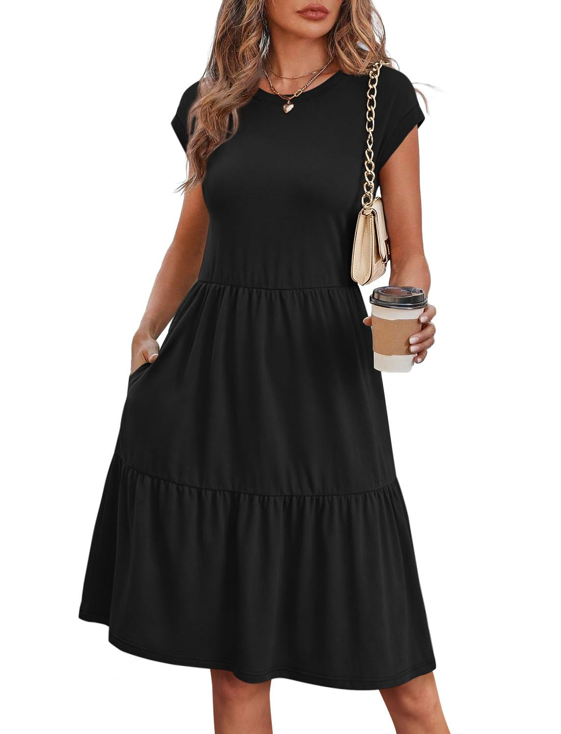 Short-Sleeve Midi Dress