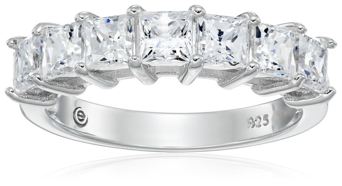 Platinum Plated Princess-Cut Ring