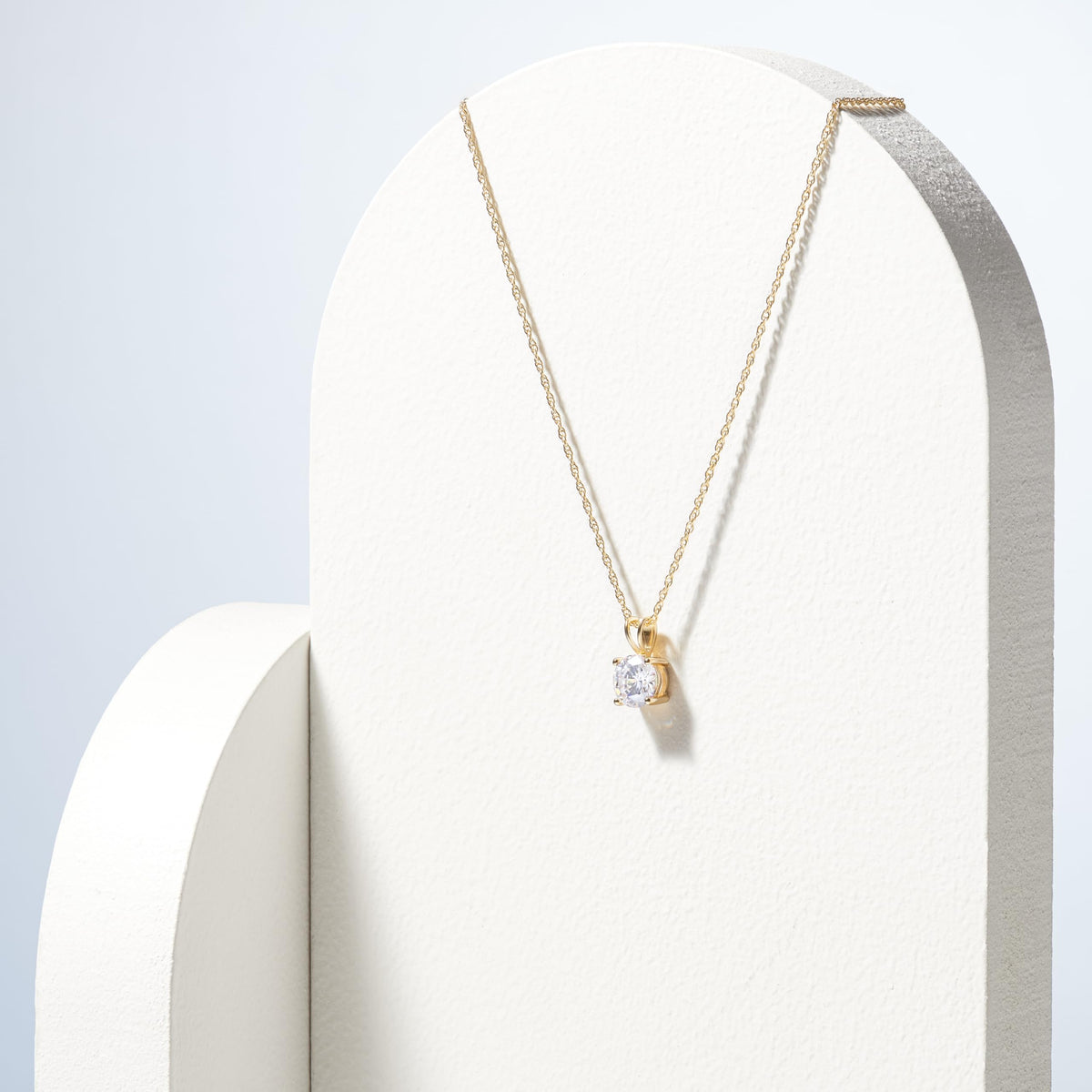 18K Gold-Plated CZ Solitaire Pendant