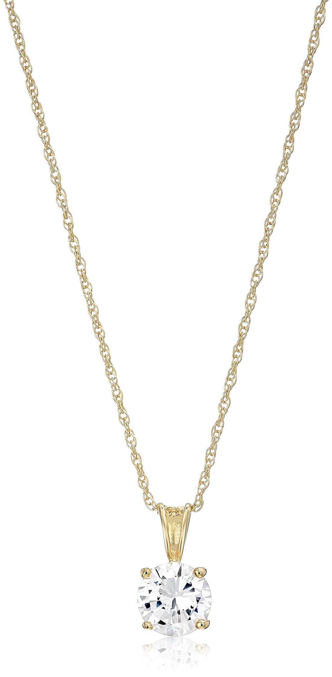 18K Gold-Plated CZ Solitaire Pendant