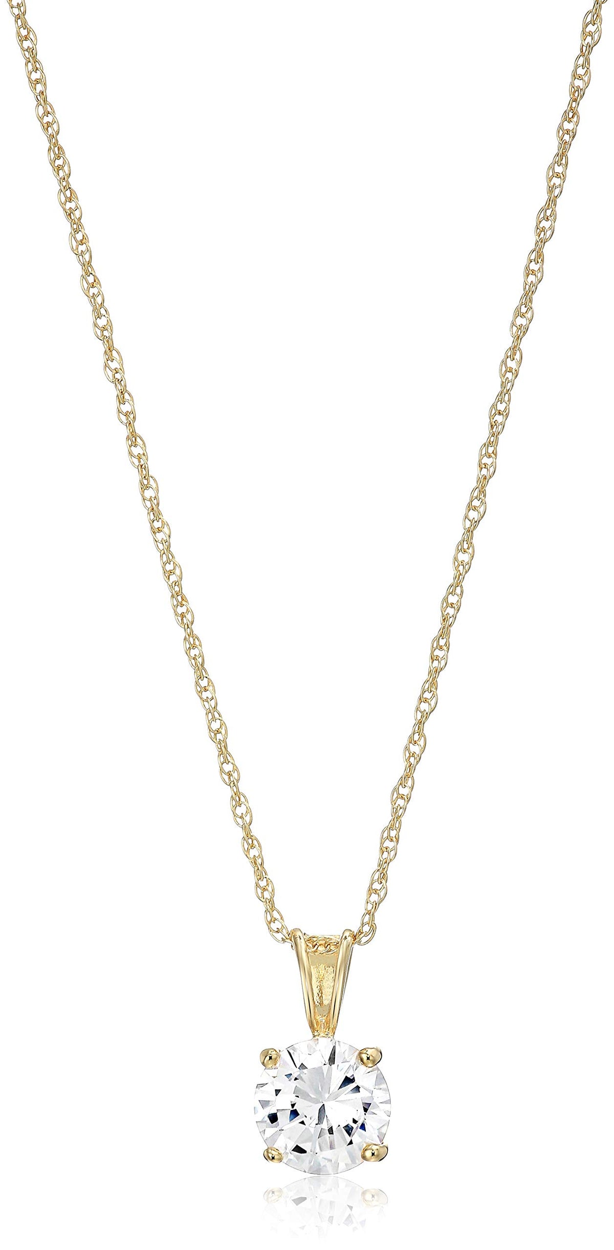 18K Gold-Plated CZ Solitaire Pendant